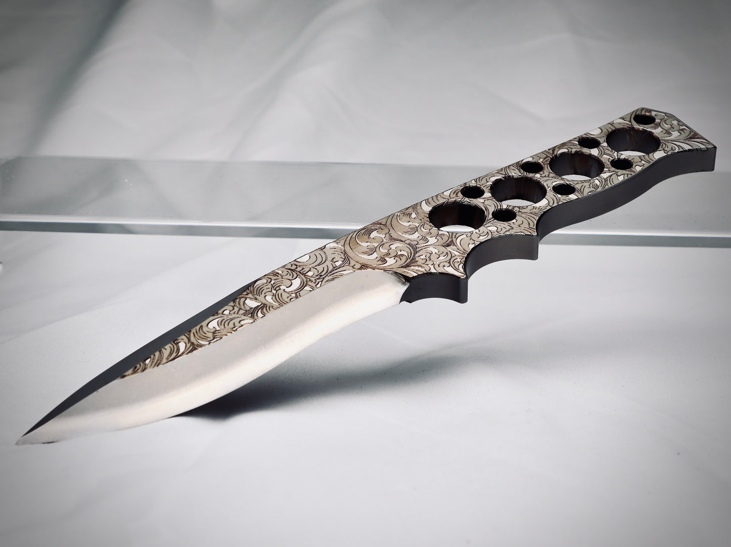 Fixie - Scrolls Deep Engrave – Customized Fixed-Blade Knife with Custom Sheath