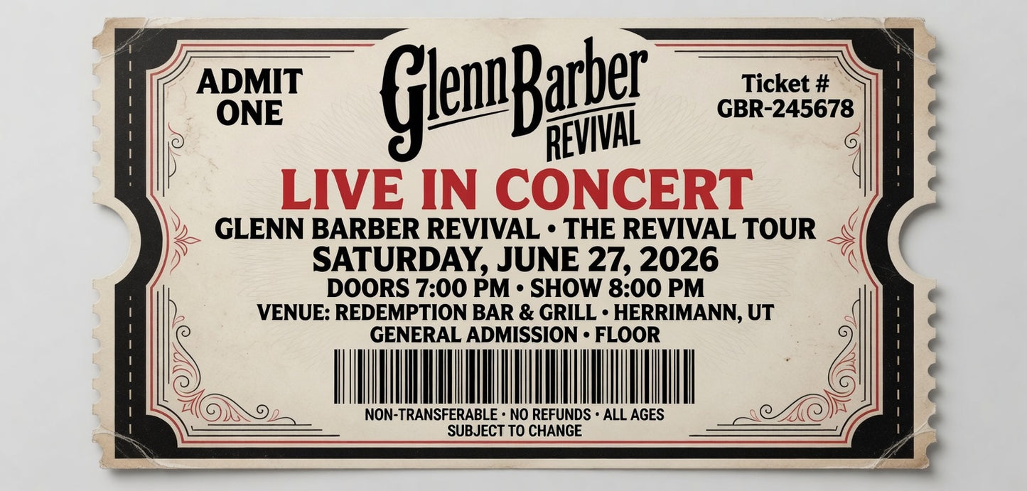 Glenn Barber Revival - Redemption Bar & Grill - June 27, 2026